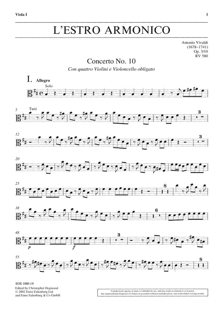 L'Estro Armonico op. 3/10 RV 580 / PV 97
