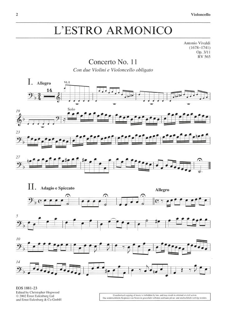 L'Estro Armonico op. 3/11 RV 565 / PV 250