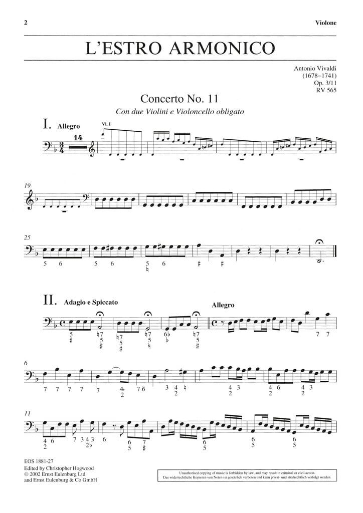 L'Estro Armonico op. 3/11 RV 565 / PV 250