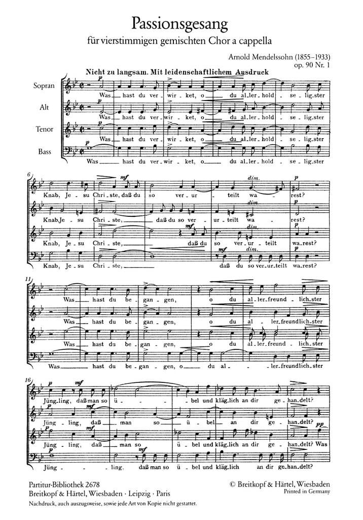 Passionsgesang op. 90 Nr. 1 Was hast du verwirket