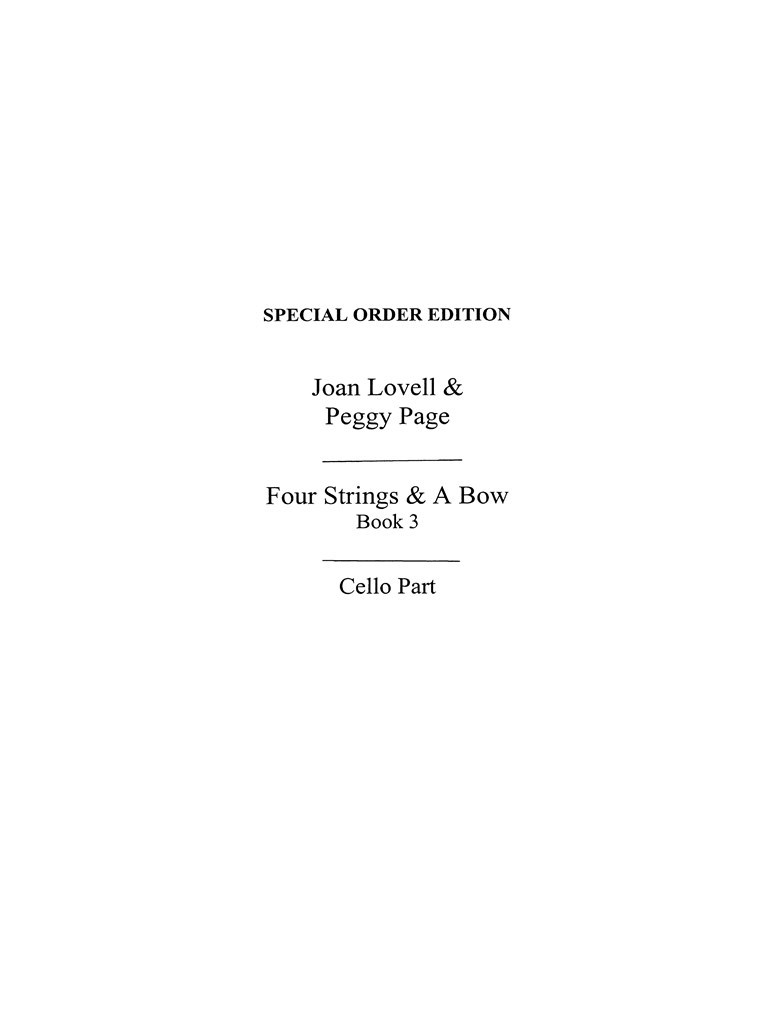 Four Strings And A Bow Book 3 (Cello Part)