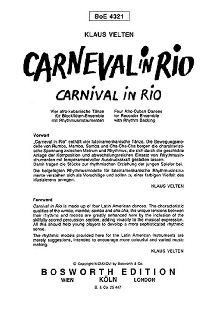 Velten, K Carnival In Rio Rec Ens