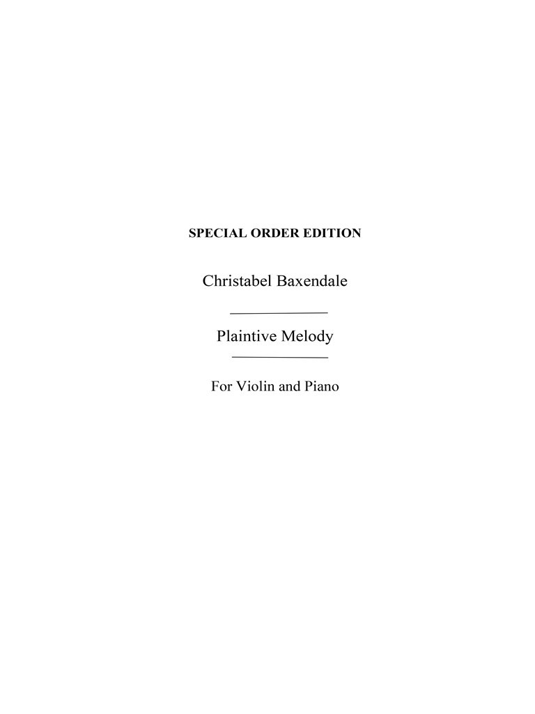 Baxendale, C Plaintive Melody