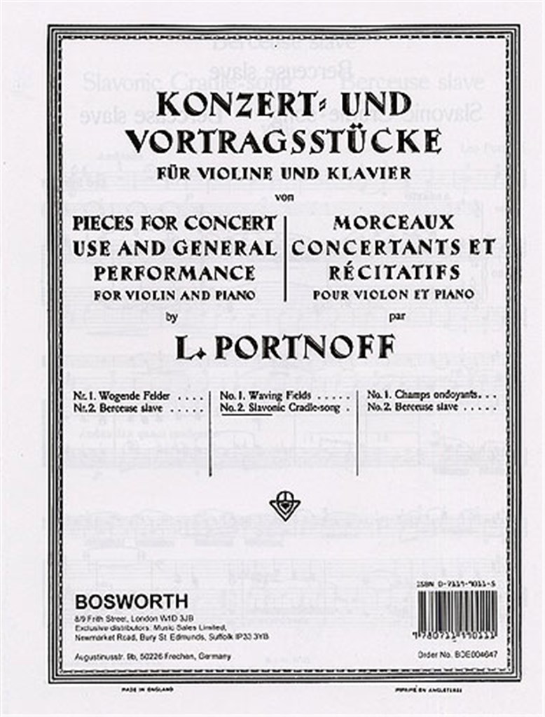 Slavonic Cradle-Song For Violin And Piano