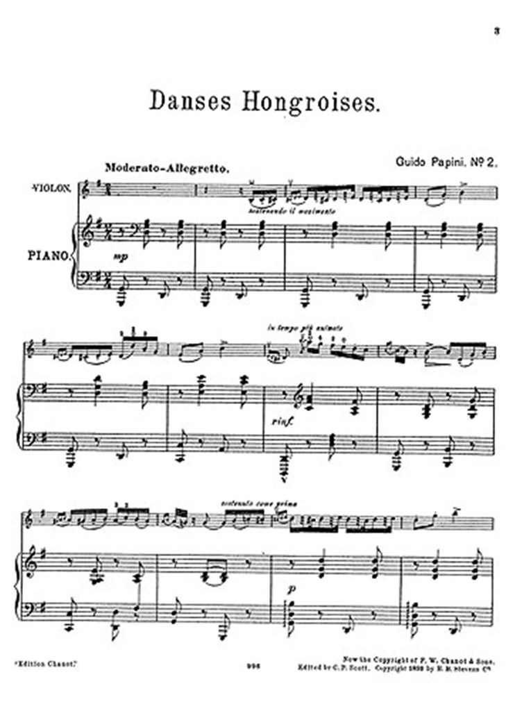 Hungarian Dance No.2 In G For Violin And Piano