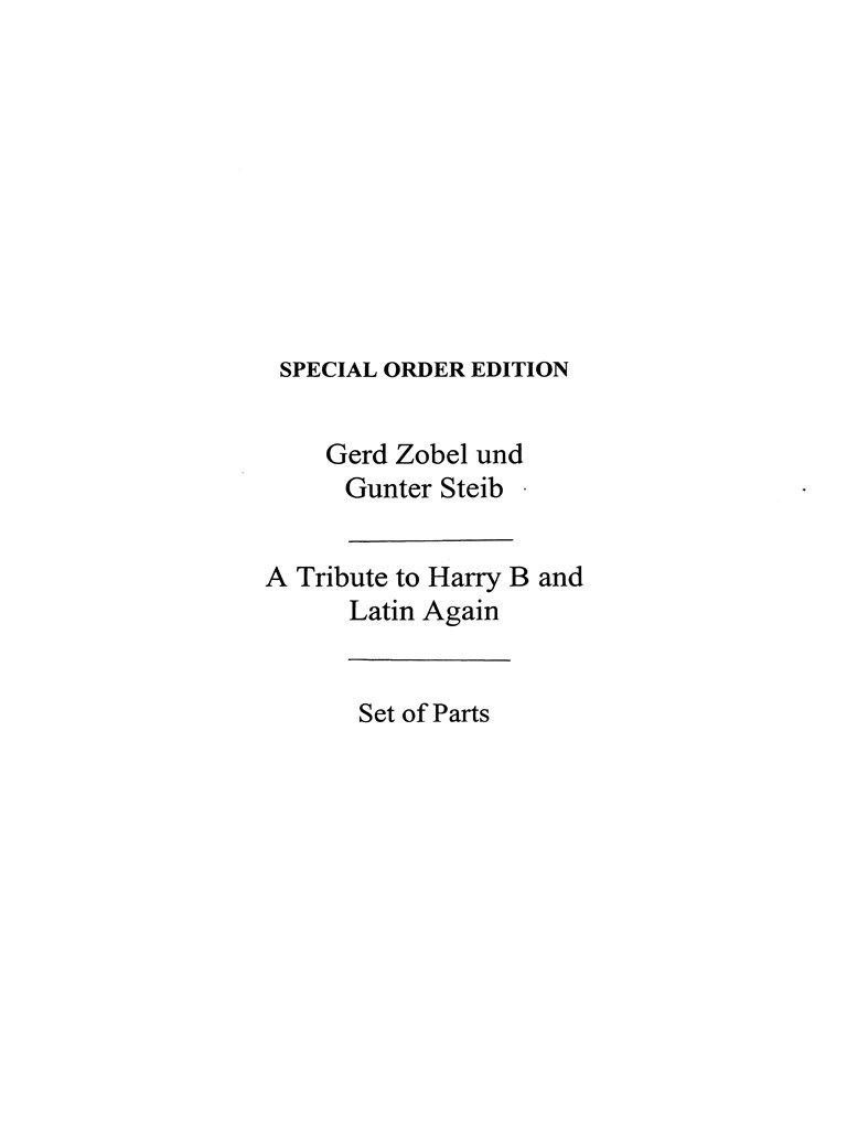 Zobel, G A Tribute To Harry B/Latin Again Tocm Bnd