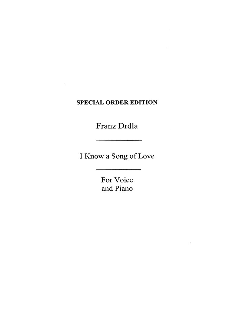 Drdla, F I Know A Song Of Love Souvenir F