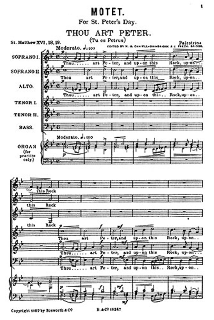 Palestrina, G Thou Art Peter Motets Bridge