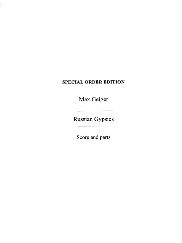 Geiger,Max & Kessler,Henry Russian Gypsies