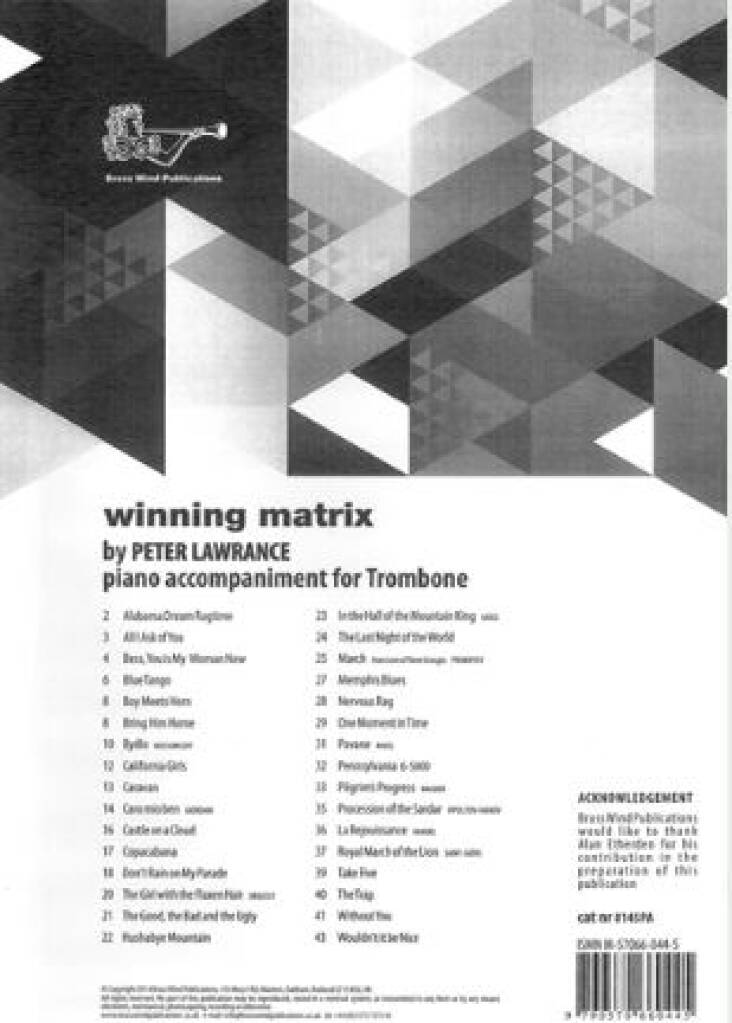 Winning Matrix for Trombone - PA