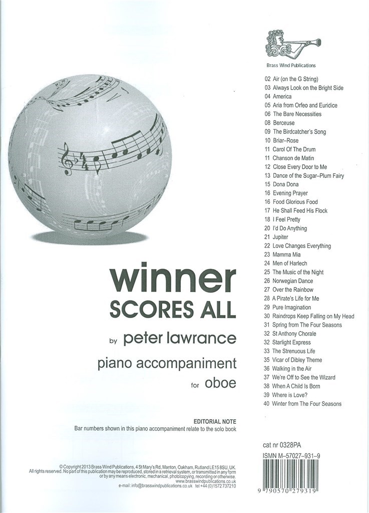 Winner Scores All for Oboe - Piano Accompaniment