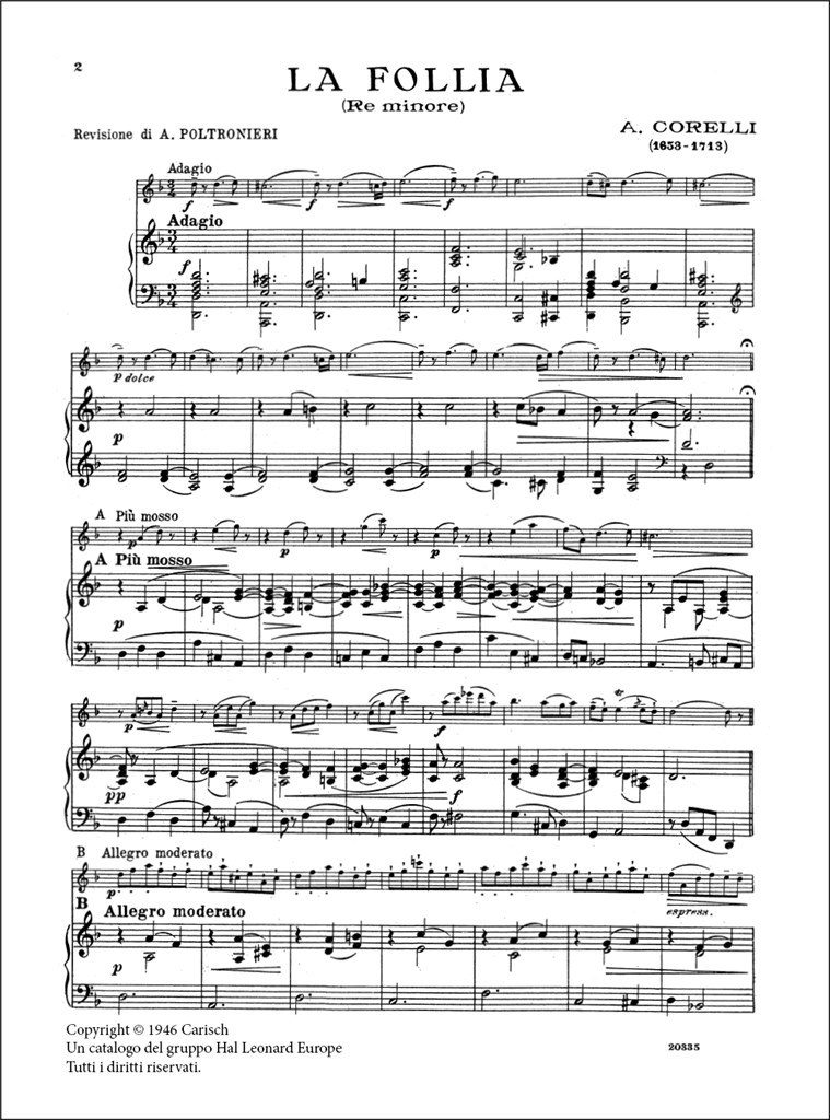 La Follia, in Re Minore per Violino e Piano