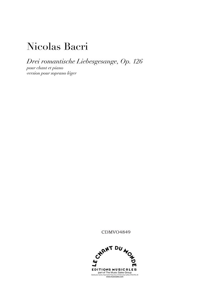 Drei Romantische Liebesgesange (Soprano)