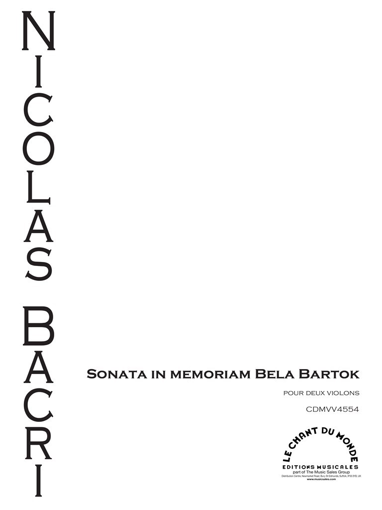 Sonata In Memoriam Bela Bartok, Op. 95