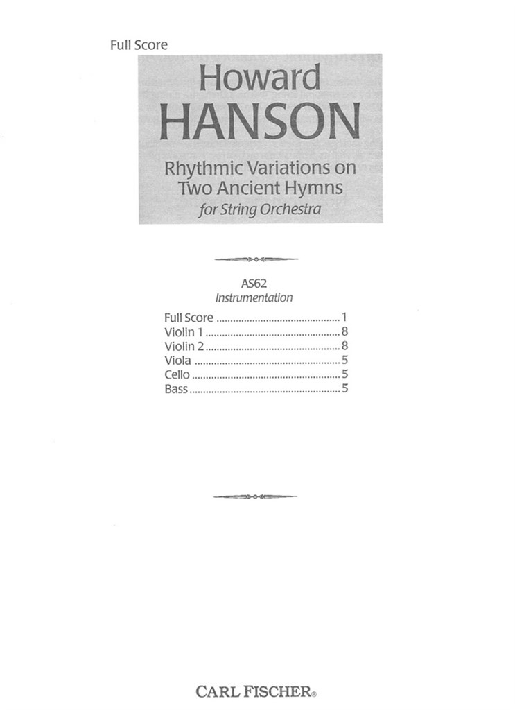 Rhythmic Variations On Two Ancient Hymns