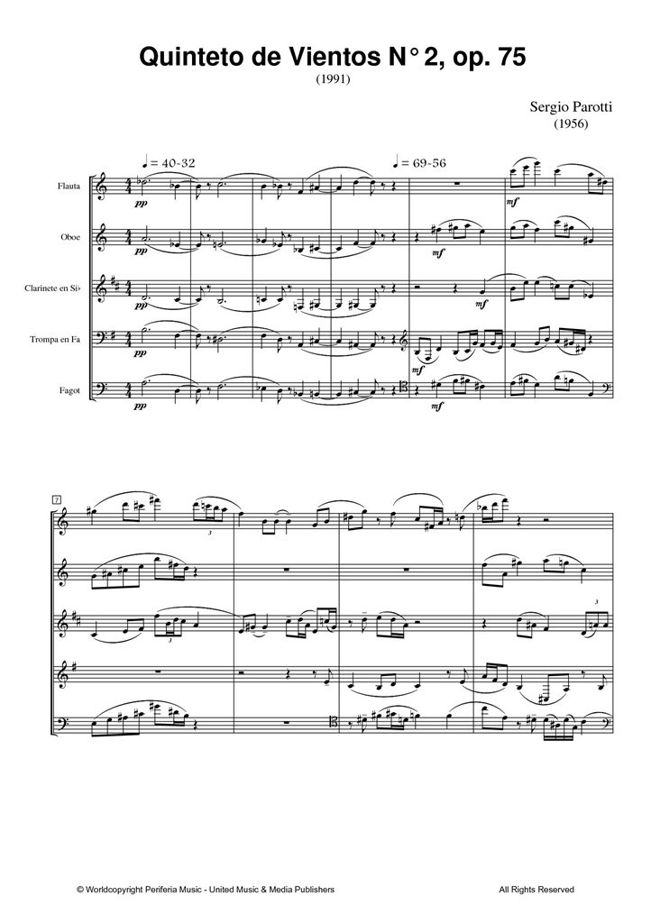 Quinteto de vientos No. 2, Op. 75 (Wind Quintet)