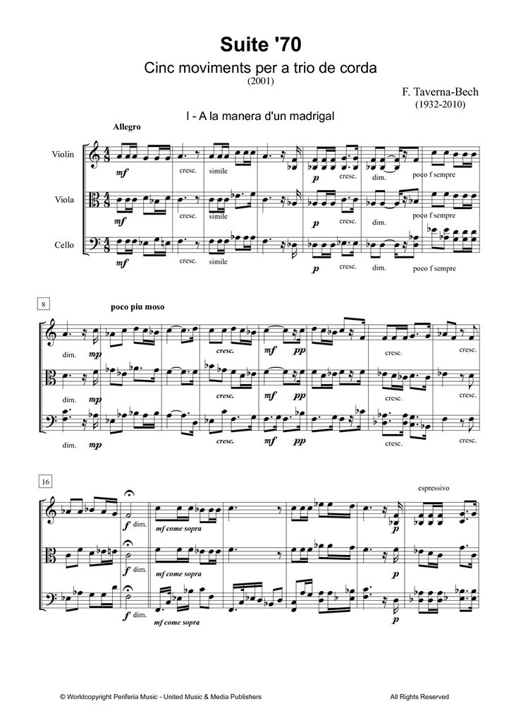 Suite '70 for Violin, Viola and Cello