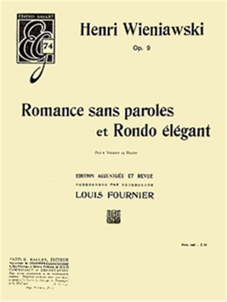 Romance sans paroles et Rondo élégant Op.9