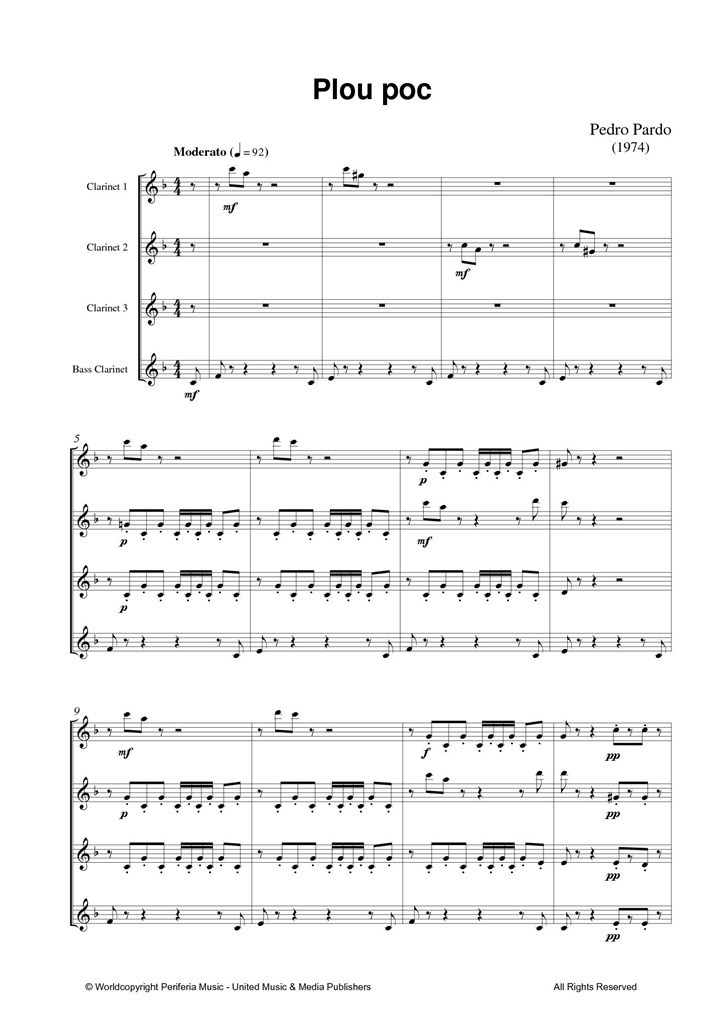 Plou Poc for Clarinet Quartet