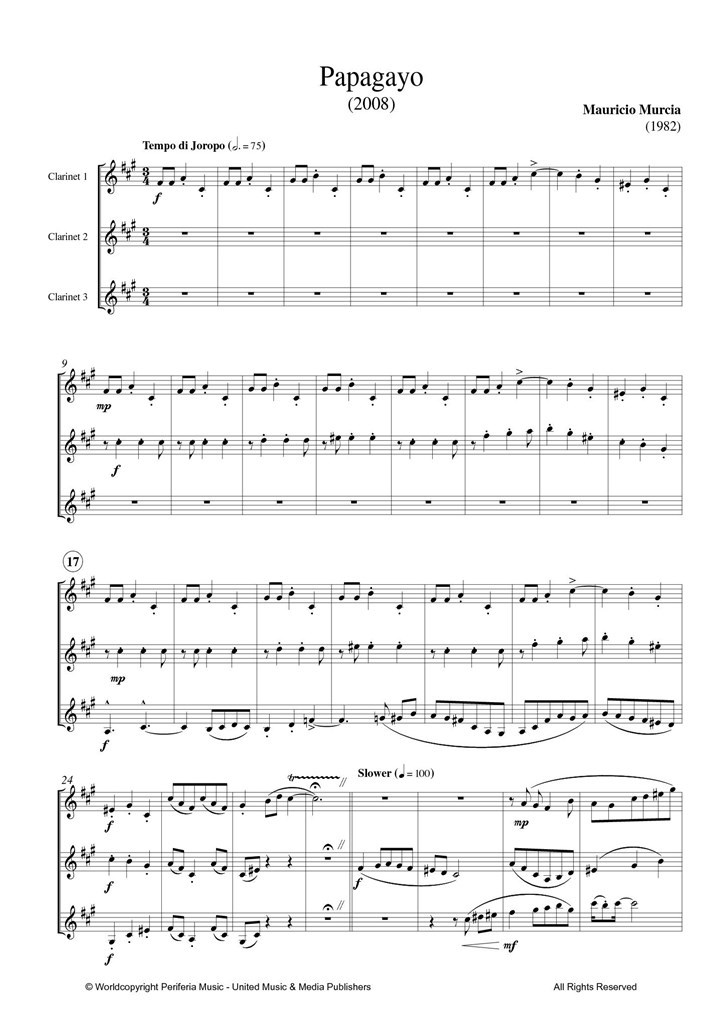 Papagayo for Clarinet Trio