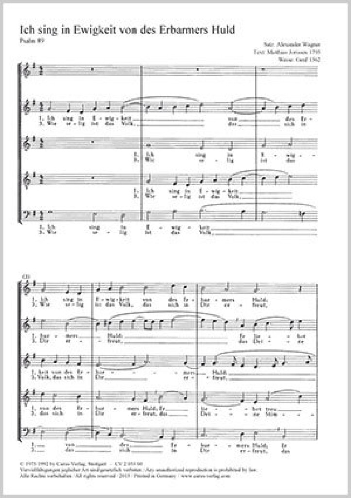 Ich Sing In Ewigkeit Von Des Erbarmers Huld