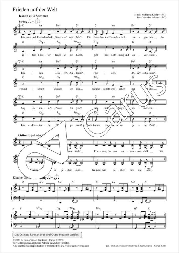 Frieden auf der ganzen Welt - C major