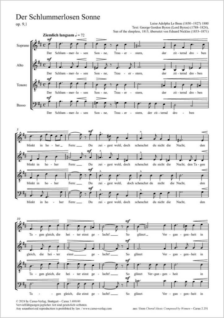 Der Schlummerlosen Sonne - B minor, Op. 9,1