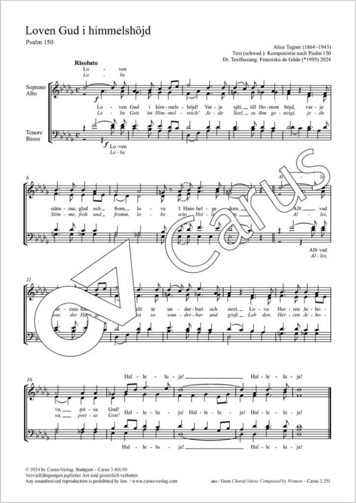 Loven Gud i himmelshöjd - D flat major