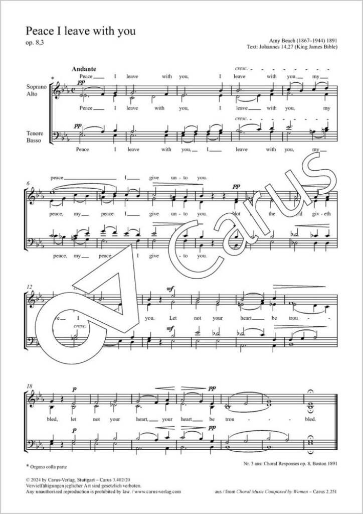 Peace I leave with you - E flat major, Op. 8,3