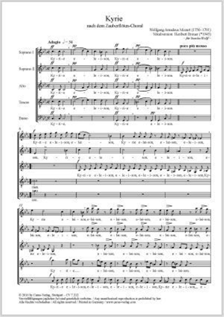 Mozart: Kyrie, Agnus Dei (Vokalversionen: Breuer)