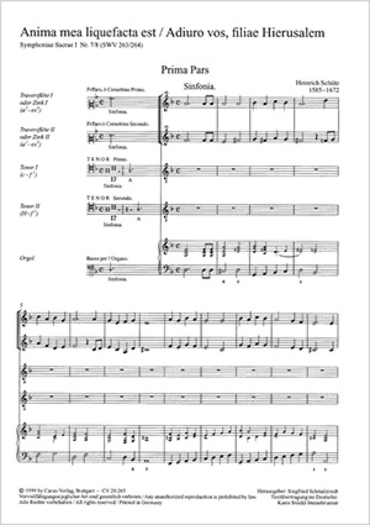 Schütz: Anima mea- Adiur vos, fili