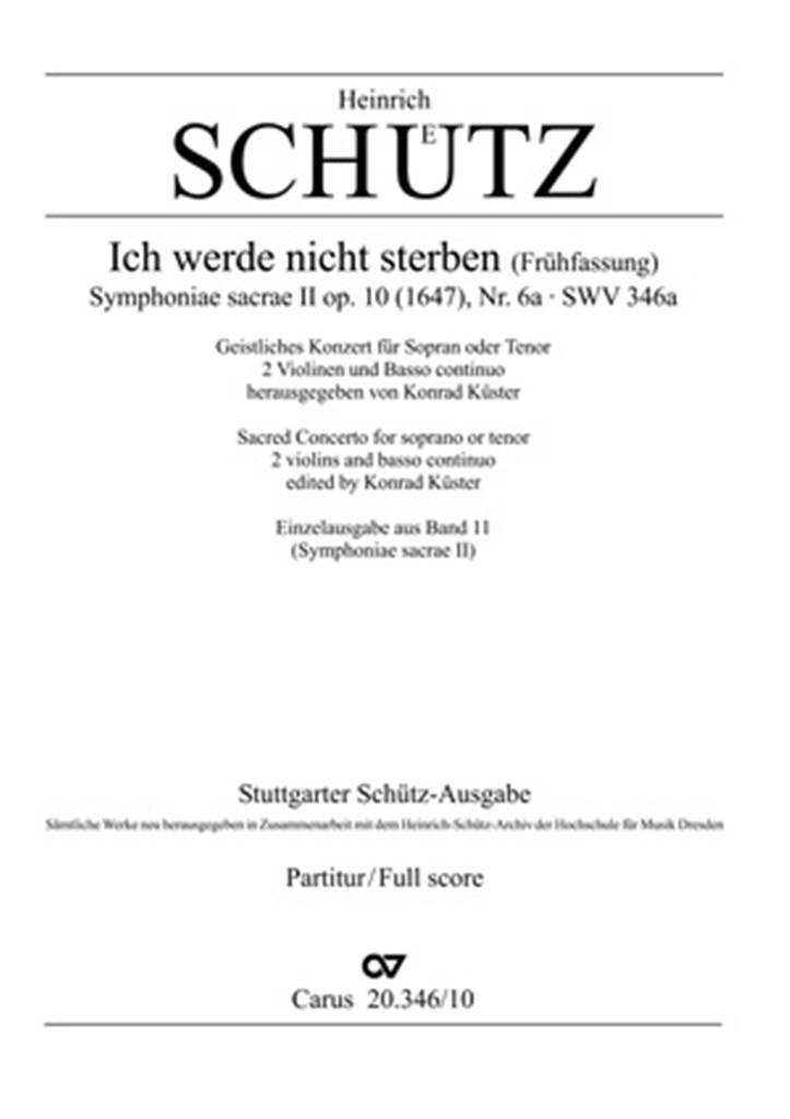 Ich werde nicht sterben [Frühfassung]