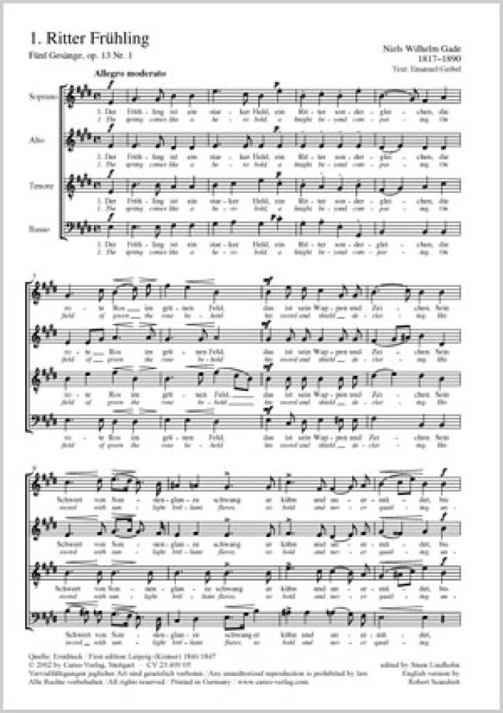 Gade: Fünf Gesänge op. 13