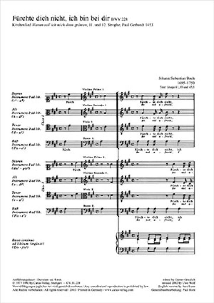 Fürchte dich nicht, ich bin bei dir BWV 228