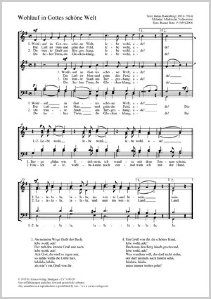 Wohlauf in Gottes schöne Welt
