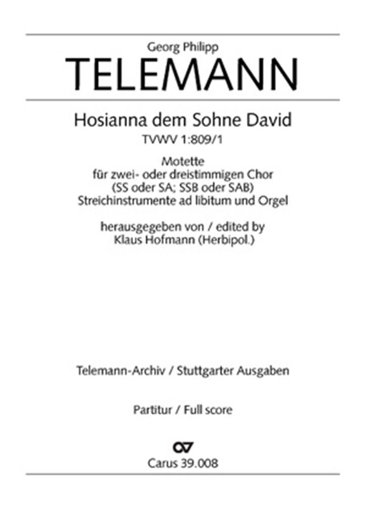 Hosianna dem Sohne David TVWV 1:809/1