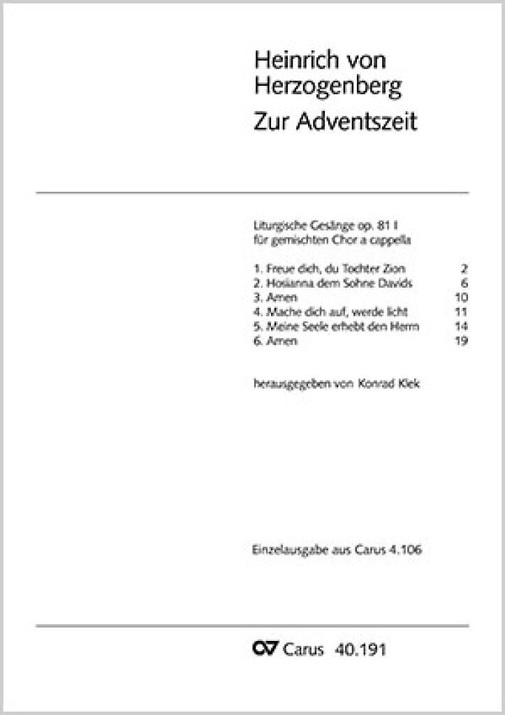 Zur Adventszeit [Liturgische Gesänge]