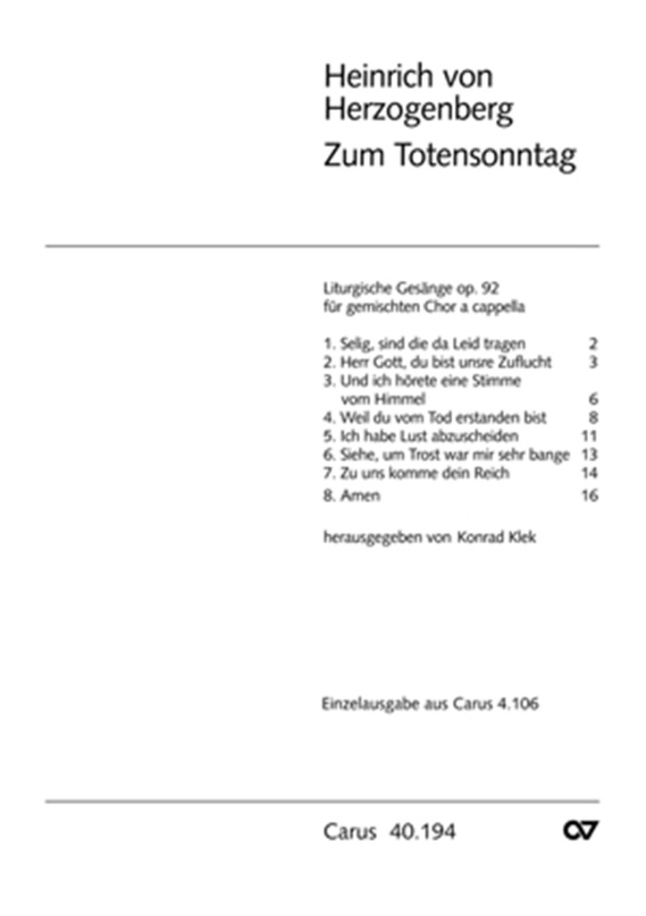 Herzogenberg: Liturgische Gesänge [Totensonntag]