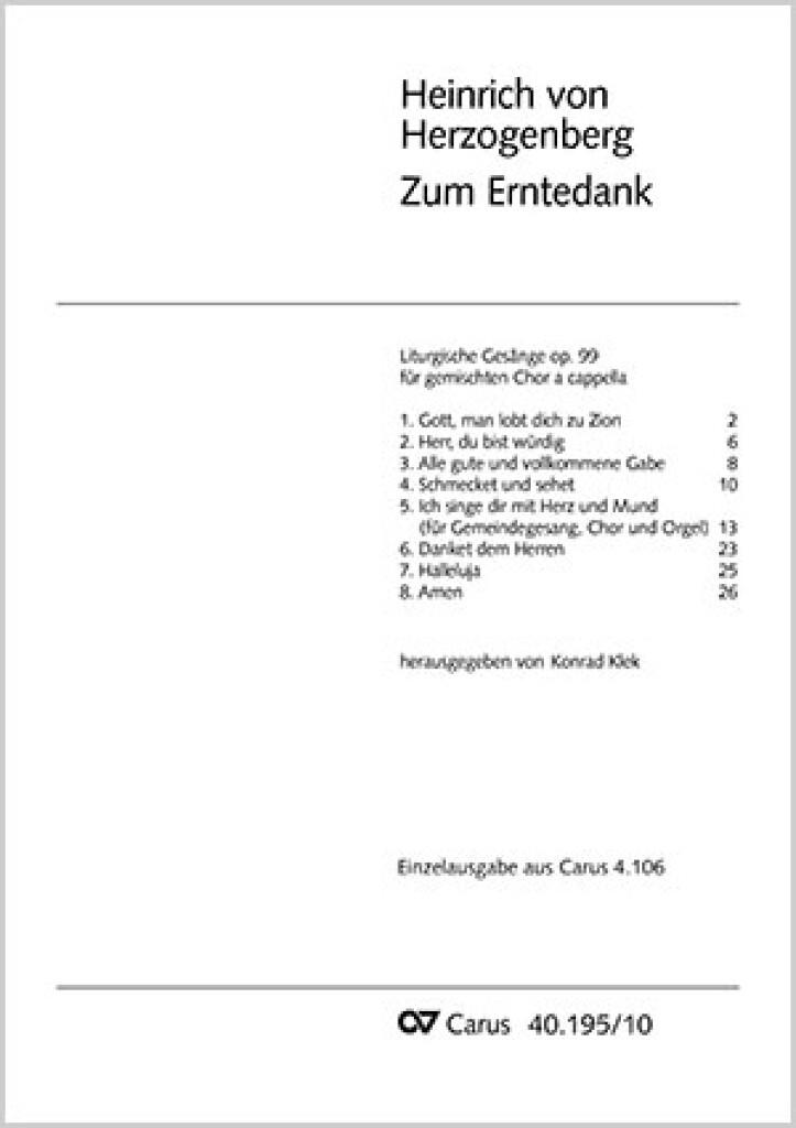 Herzogenberg: Zum Erntedank [Liturgische Gesänge]