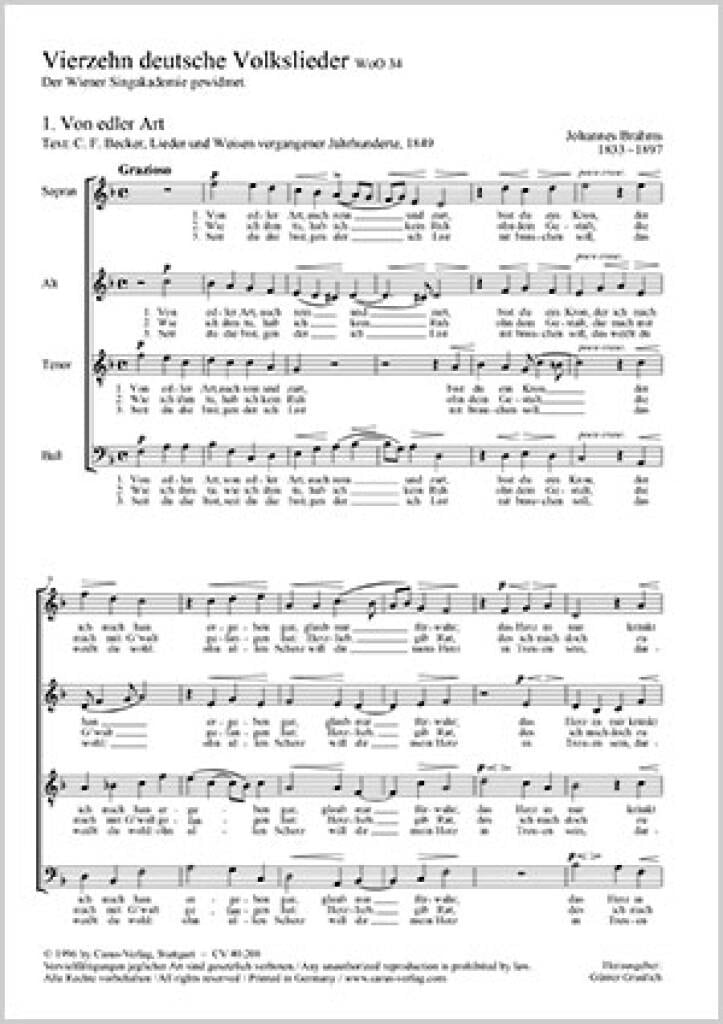 Brahms: Vierzehn deutsche Volkslieder