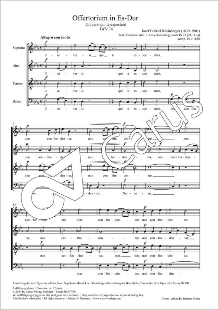 Offertorium in E flat major JWV 74 - E flat major