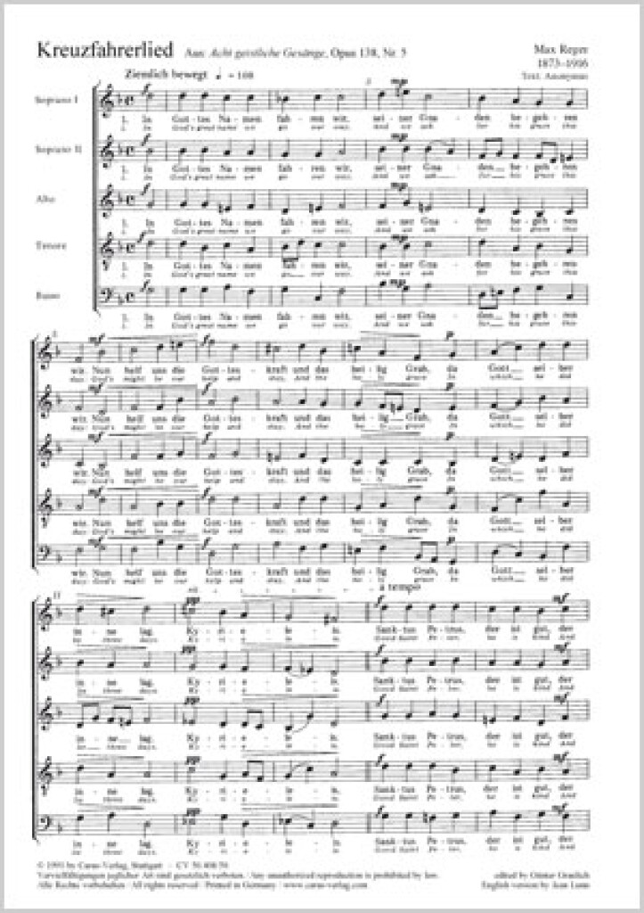Reger: Kreuzfahrerlied- Abendlied