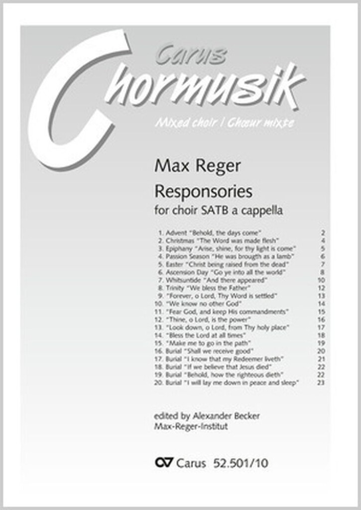 Reger: 20 Responsories [E]