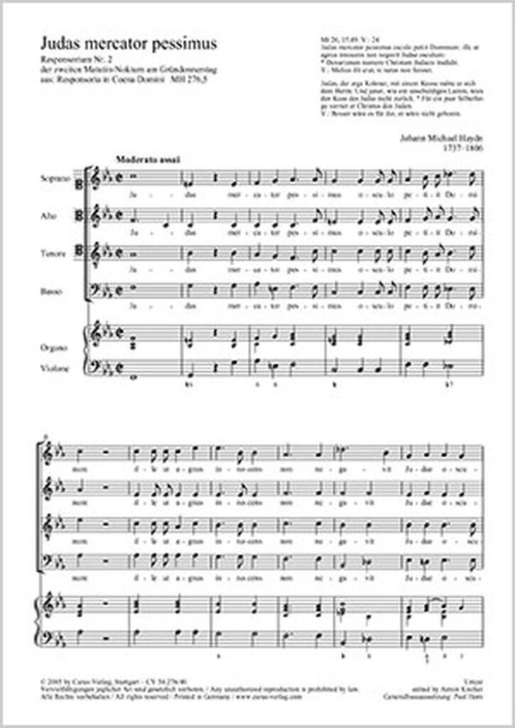 Haydn, J.M.: Judas mercator, Una hora