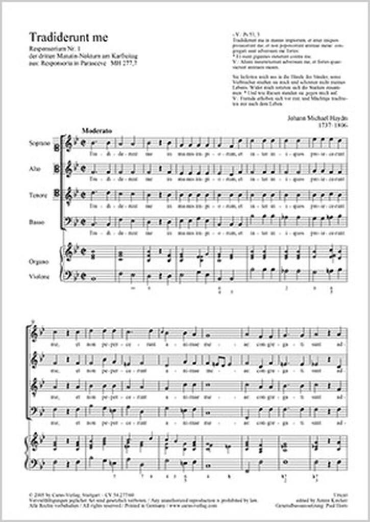 Haydn, J.M.: Tradiderunt me, Jesum tradidit impius