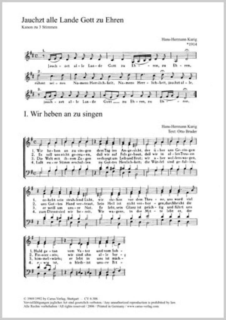 Sechs Chorsätze von Bach, Kurig und Sartorius