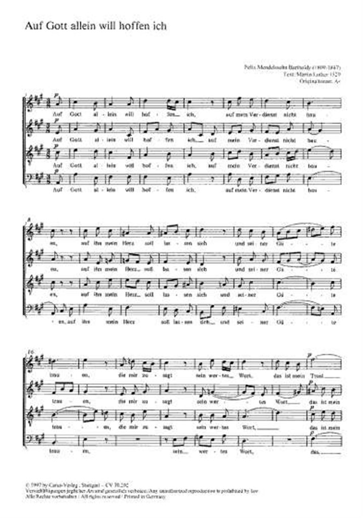 Mendelssohn: Auf Gott allein- Verleih uns Frieden
