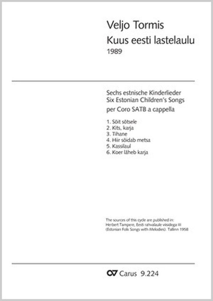 Tormis, Sechs estnische Kinderlieder