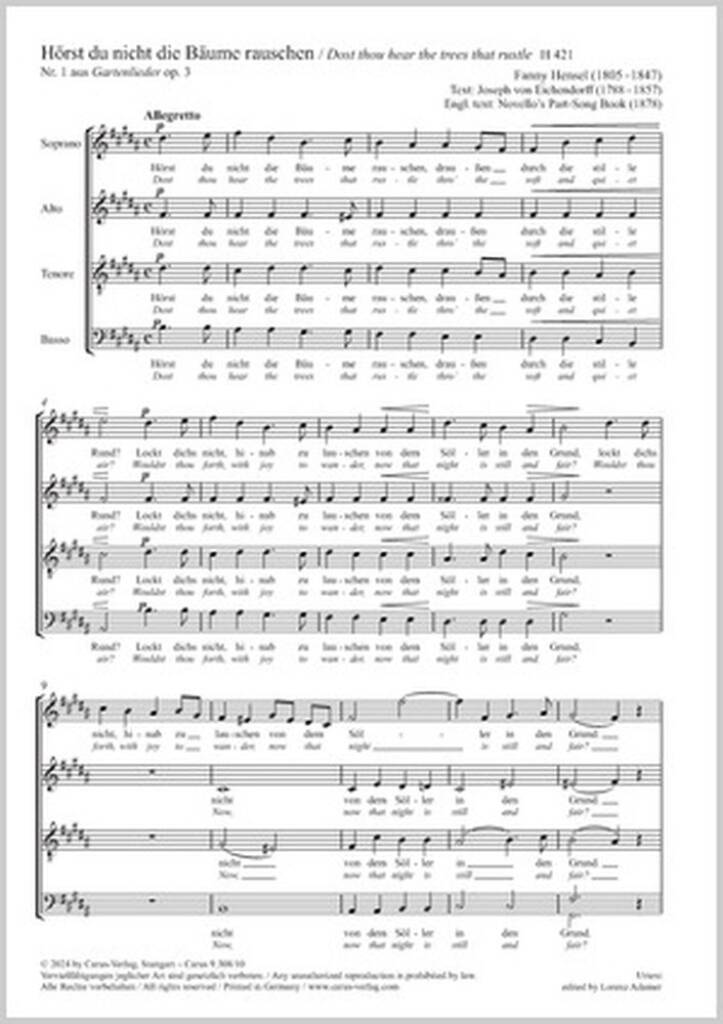 Dost thou hear the trees that rustle - B major
