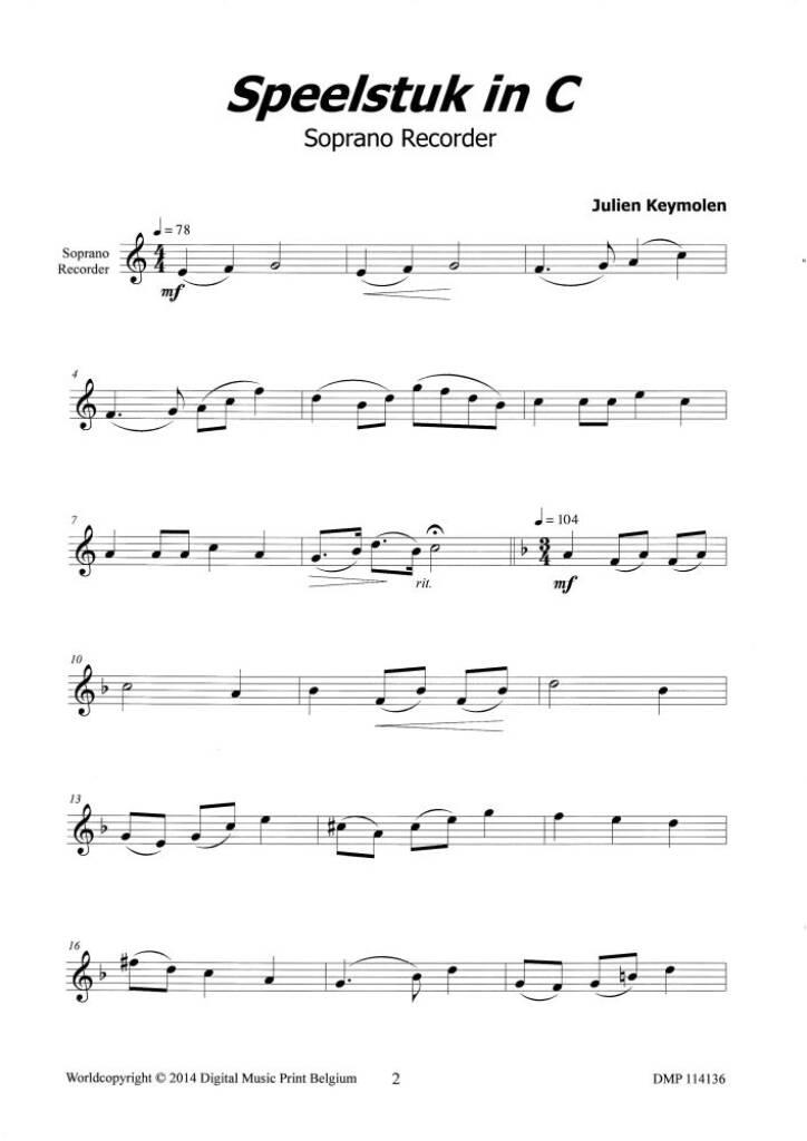 Speelstuk In C Voor Soprano Recorder